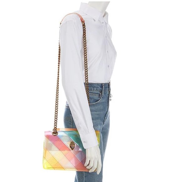 NWT Kurt Geiger London Large Kensington Vinyl Rainbow Shoulder Bag & Wallet - Picture 3 of 6